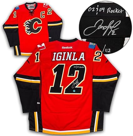 Jerome Iginla Calgary Flames Autographed Signed Franchise Jersey Number  23x19 Frame