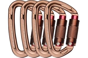 VLMFPR 24kN UIAA Certified - D Shaped Twist Lock Heavy Duty Aluminum Clip, Professional Twist-gate Locking Clip for Outdoor Climbing, Mountaineering, Rappelling, Rescue, Swing etc.