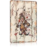 Vintage Poker Metal Sign Red Joker Tin Sign Playing Card Wall Sign Man Cave Home Wall Decor 12 x 8 Inch