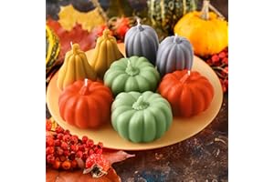 Conelist 8 Pcs Thanksgiving Pumpkin Shaped Candles Thanksgiving Scented Pumpkin Tealight Candle Bulk Home Decor Handmade Fall Gifts Soy Wax Orange Green Wax Light for Home Table Bedroom Bathroom Party