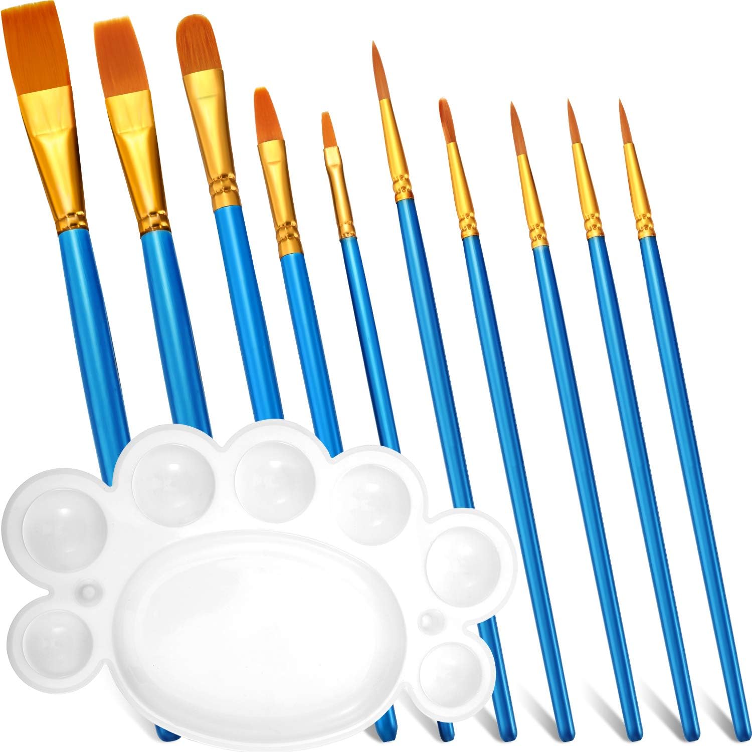 11 Pieces Painting Brushes Set, Includes 10 Pieces Nylon Painting