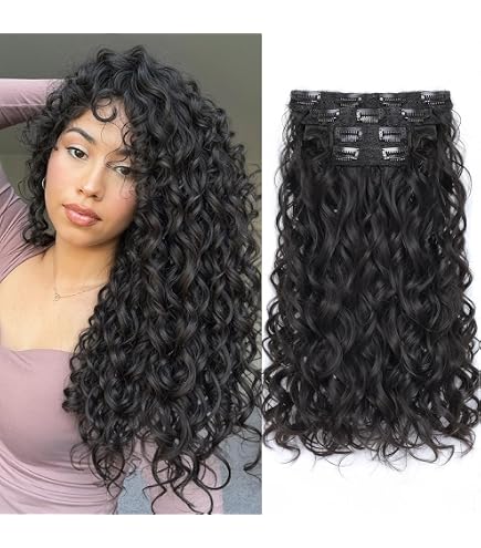 Amazon.com : Flvaco Curly Clip In Hair Extensions, 4PCS 16 