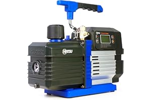 Hiatsu Smart Vacuum Pump - 8.5CFM Digital Dual Stage - Professional HVAC Vacuum Pump with Digital Gauge - Vacuum Pump for AC System with Built-in Solenoid Valve (R32, R410, R134a Compatible)