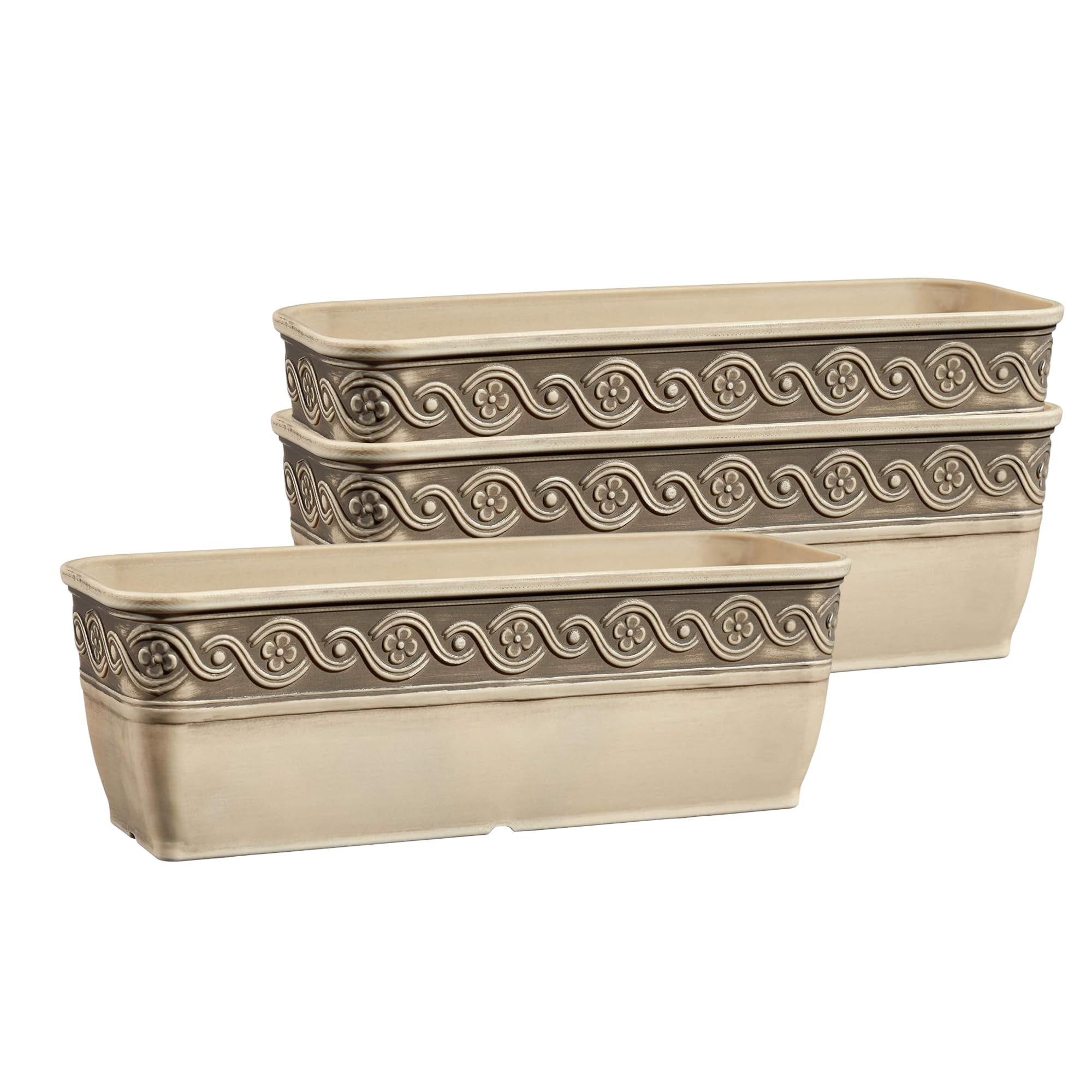 Classic Home and Garden Corinthian Trough, 10", Ivory Ash (Pack of 3)