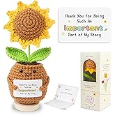SmartDomo Teacher Appreciation Valentine Gifts, Handmade Sunflower Crochet with Card Thank You for Being an Important Part, Thank You Gifts for Best Friend, Family, Women, Men