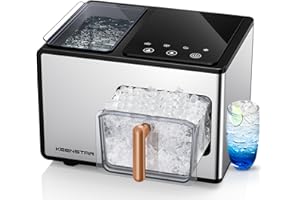 KEENSTAR Nugget Ice Maker Countertop, 40lbs/24H, Pebble Ice Maker with Soft Chewable Ice, Self Cleaning Sonic Ice Machine, Stainless Steel w/Touch Screen for Home Office Bar Party- Silver