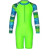 Curi Seakers Boys UPF 50+ One-Piece Rash Guard Swimsuit Artist Print Zip-Front Sunsuit