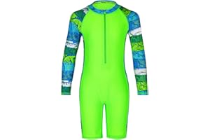 Curi Seakers Boys UPF 50+ One-Piece Rash Guard Swimsuit Artist Print Zip-Front Sunsuit