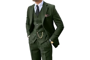 FXZPIODI Retro 3 Piece Suit Tweed Herringbone Men's Suits Slim Fit Groom Tuxedos Set Prom Brown Grey Jacket Blazer Vest Pants