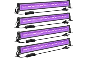 MEIKEE Black Light,Upgraded 42W LED Black Light Bar, Ultra Brightness Blacklight with Plug+Switch+5ft Cord uv Lights for Glow Party Bedroom Game Room Body Paint Stage Lighting(4 Pack)