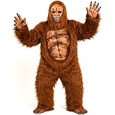 Blosssound Halloween Sasquatch Costume for Adults Men Realistic Full Body Outfit Mascot Suit for Themed Parties Cosplay