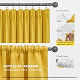 Deconovo Set of 2 Blackout Curtains Mustard Yellow 140x245 cm Ruffle Tape view 6