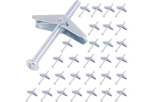 Hilitchi Molly and Toggle Bolt Zinc Plated Steel Philips Round Head Toggle Wing Nut Bolt (30Pcs 1/4 Inch)