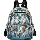 ALAZA Dreamcatcher White Wolf Mini Backpack Purse for Women Travel Bag Lightweight Shoulder Bag Fashion Daypack