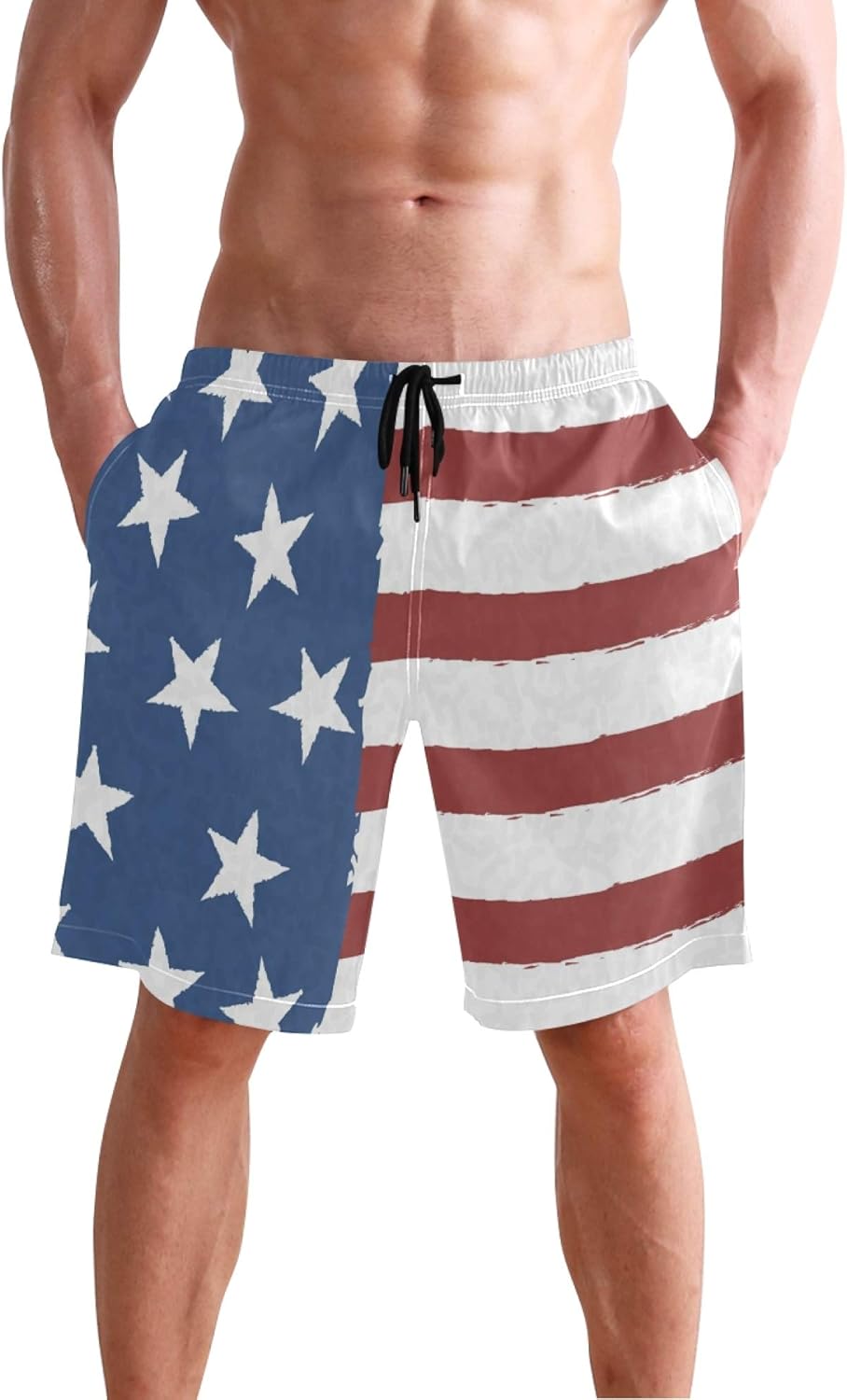 American Flag Swim Trunks for Men Summer Casual Beach Mens Shorts