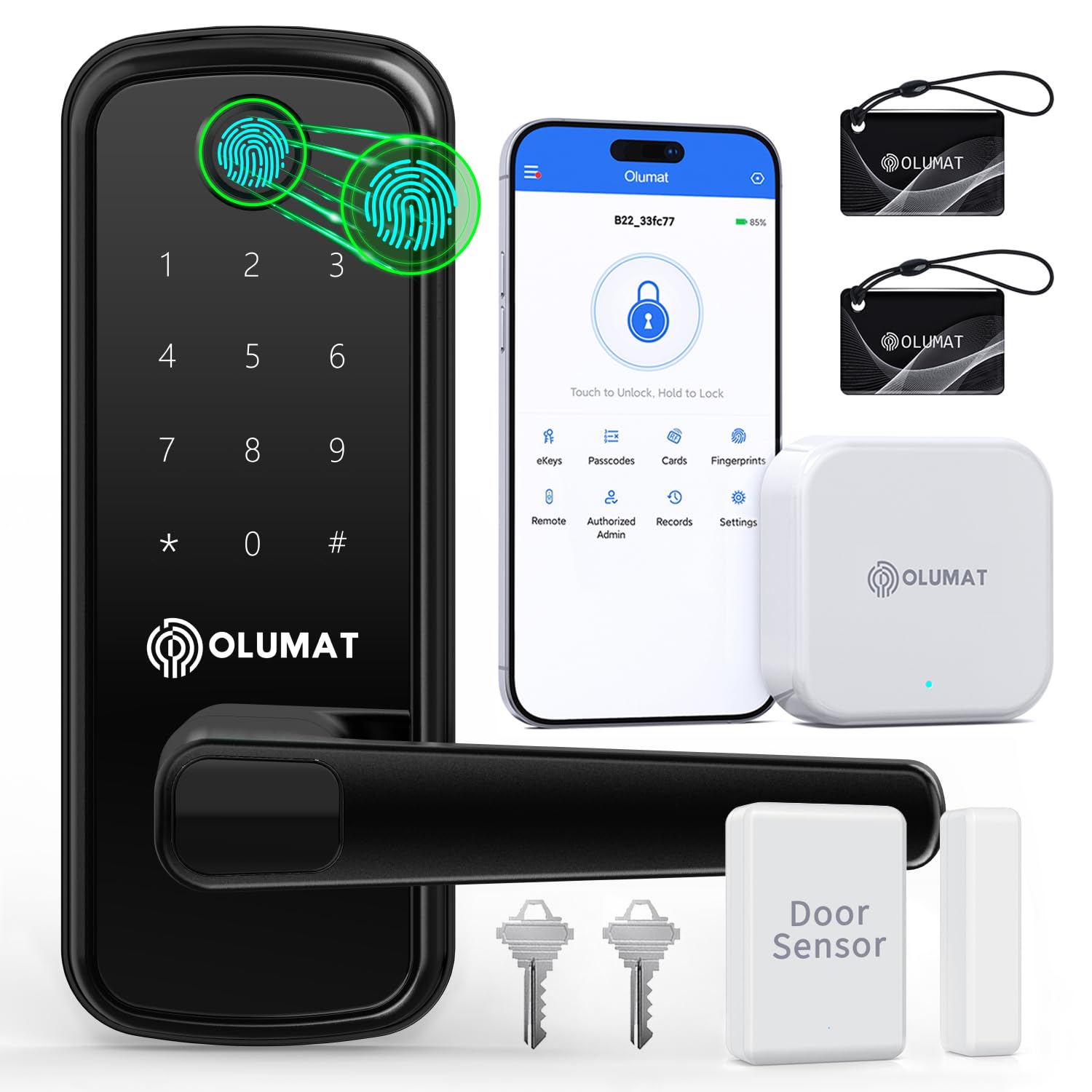Photo 1 of Smart Door Lock with Handle: Olumat Keyless Entry Door Lock with WiFi Gateway-Fingerprint Lock with Door Sensor -Smart Locks for Front Door with Keypad