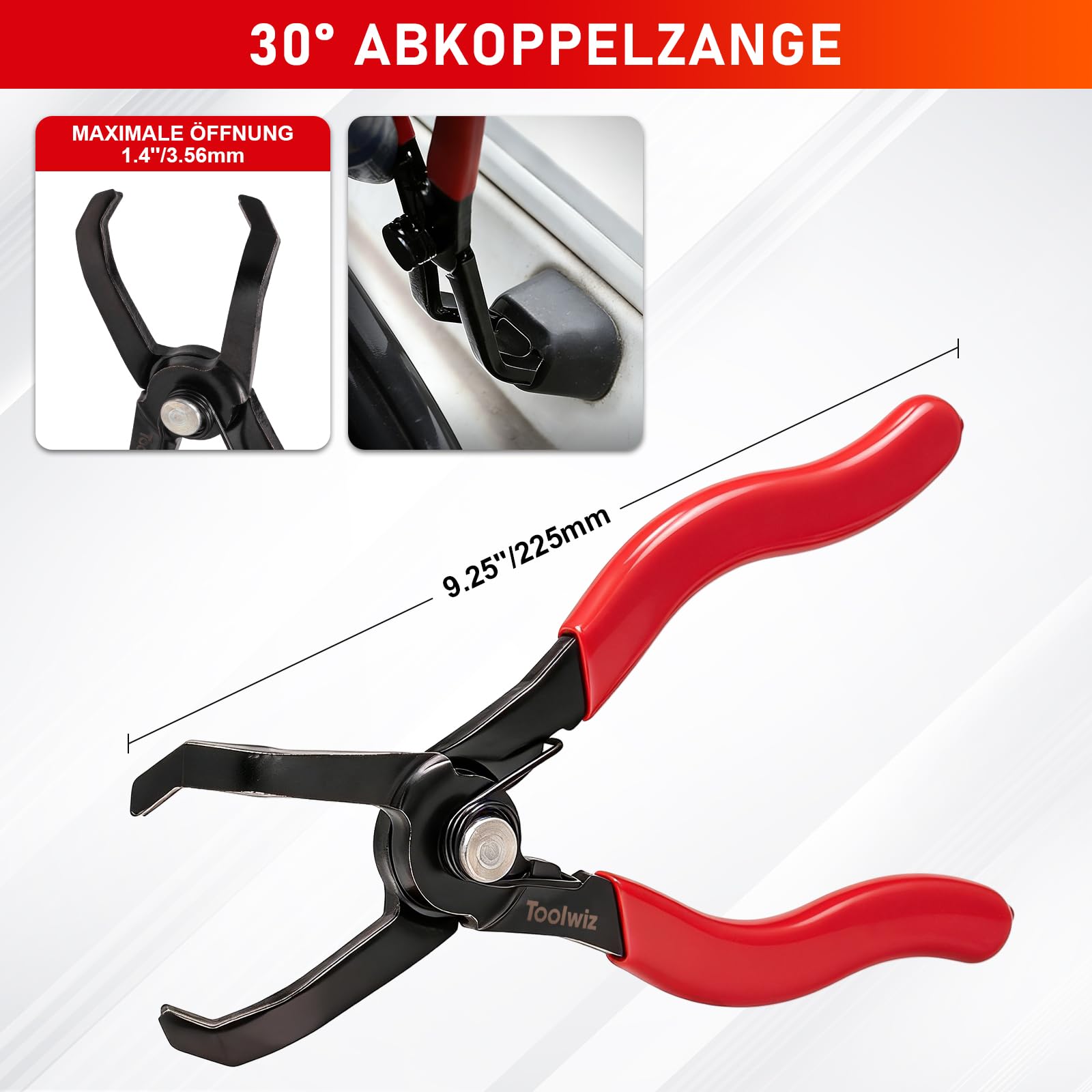 Toolwiz 6-teiliges Kraftstoffleitungszangen-Set, Schlauchschellen-Clip, Türverkleidungs Lösezange, Zange zum Entfernen von Schläuchen, 30-Grad-Druckstiftzange, 9 cm Kraftstofffilter-Messschieber 7