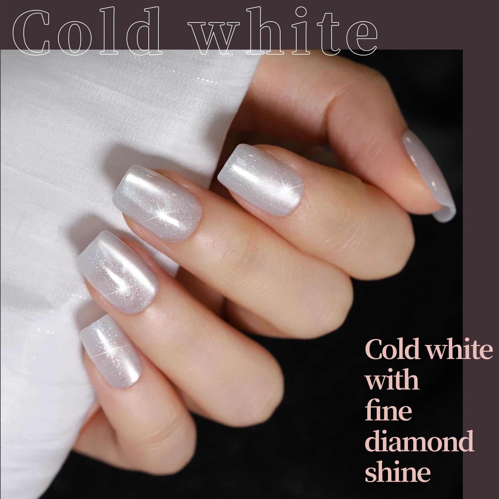 FANDAMEI Cat Eye Press On Nails, 6 Colors Press On Nails Short Square, Natural Fake Nails Fine Diamond Shine, Glossy Ombre, Cat Eye Press on Nails for Women with Salon Quality, Press on Nails Kit - Image 5