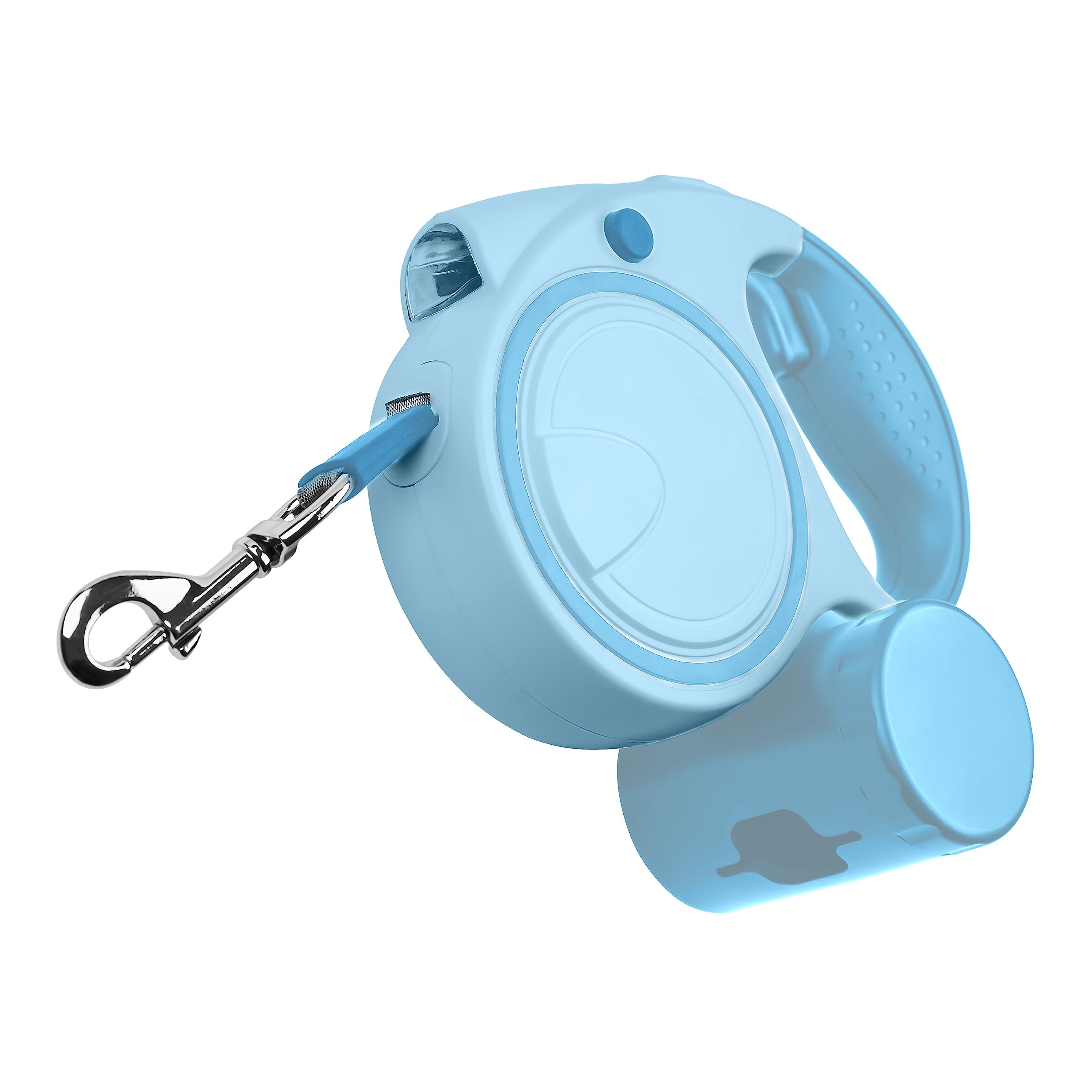 Ultra Blue Extendable Dog Lead 5m with LED Light & Waste Bag Holder Poo Bag Dispenser Strong Retractable Leash for Large Dogs, Long Training Lead for Small Medium Large Dogs Flexi Dog Leads Reflective