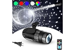 Disco Ball Spotlight, Palujorty 15W Multicolor Pinspot Light with 65" Long Cord, 10+ Effects, 320° Adjustable for Disco Party, DJ Stage, Wedding
