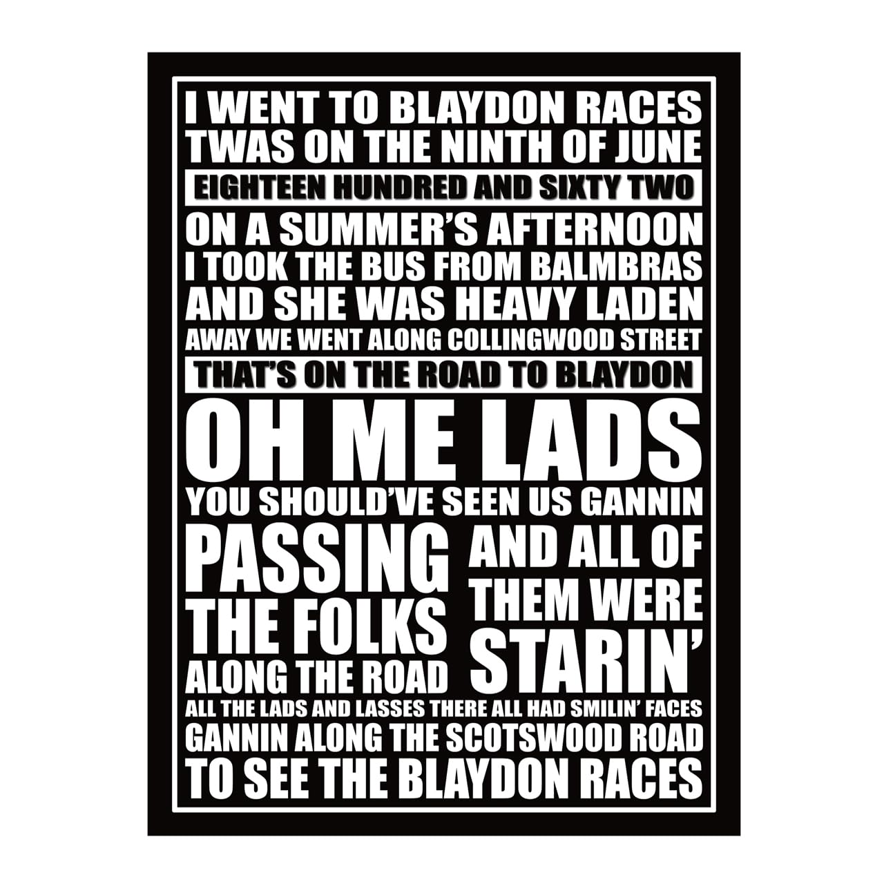 Metal Sign Plaque Print Poster Newcastle Blaydon Races Song Lyrics Fan Chant Football Gift Dad Man Cave Shed Home Bar Ref7055 (10x8 inches (Approx) 25cmx20cm)
