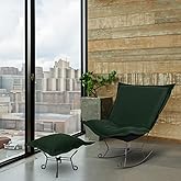 Howard Elliott Collection Scroll Puff Rocker Titanium- Barbet Forest/Black