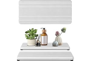 LYXEL 2PCS Water Absorbing Stone Tray,Quick Drying Stone Sink Tray,Water Absorbent Diatomite Coasters for Bathroom Counter and Kitchen Sink, Used for Hand Soap Dish Cosmetic Bottles Toothbrush Holders