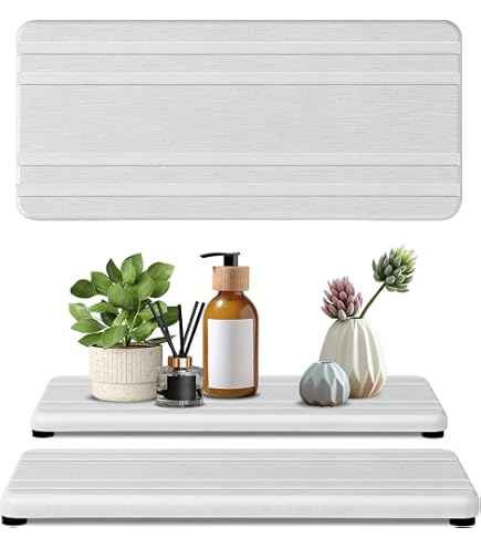 Razborci 2-Pack Diatomite Stone Drying Trays – Water Absorbing Sink Organizer, White - View #6
