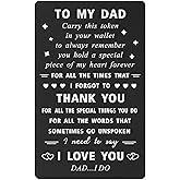 ENGZHI Dad Christmas Card from Daughter, Thank You I Love You Daddy Birthday Cards, Dad Fathers Day Gift Ideas, Metal Engraved Wallet Card