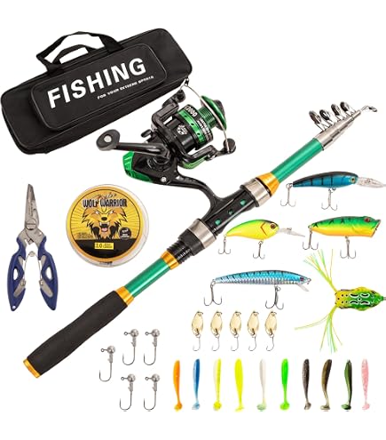 Amazon.com : Telescopic Fishing Rod and Reel Combo Set, 2.1m/2.3m Portable Travel Fishing Kit with Tackle Box, Lures, Hooks and Accessories : Sports & Outdoors Amazon.com : Telescopic Fishing Rod and Reel Combo Set, 2.1m/2.3m Portable Travel Fishing Kit with Tackle Box, Lures, Hooks and Accessories : Sports & Outdoors