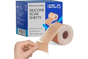 BIOEMMALAB Silicone Scar Sheets Medical Grade Tape (1.6"x60" Roll), Healing Patches for C-Section, Keloid, Face Wrinkles, Stretch Marks, Surgical Recovery, Professional Scar Cover for Sensitive Skin, Soft Tissue