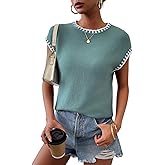 TAKEYAL Spring Sleeveless Sweater Tops for Women 2026 Cap Sleeve Trendy Tank Tops Summer Knit Sweater Vest Fashion T Shirts