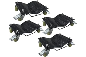 WINVI 4 Pack Heavy Duty Wheel Dolly Car Tire Stakes Set for Tow or Vehicle Storage Furniture Movers 10,000 lbs Capacity Black (Black, 4 Dollies)