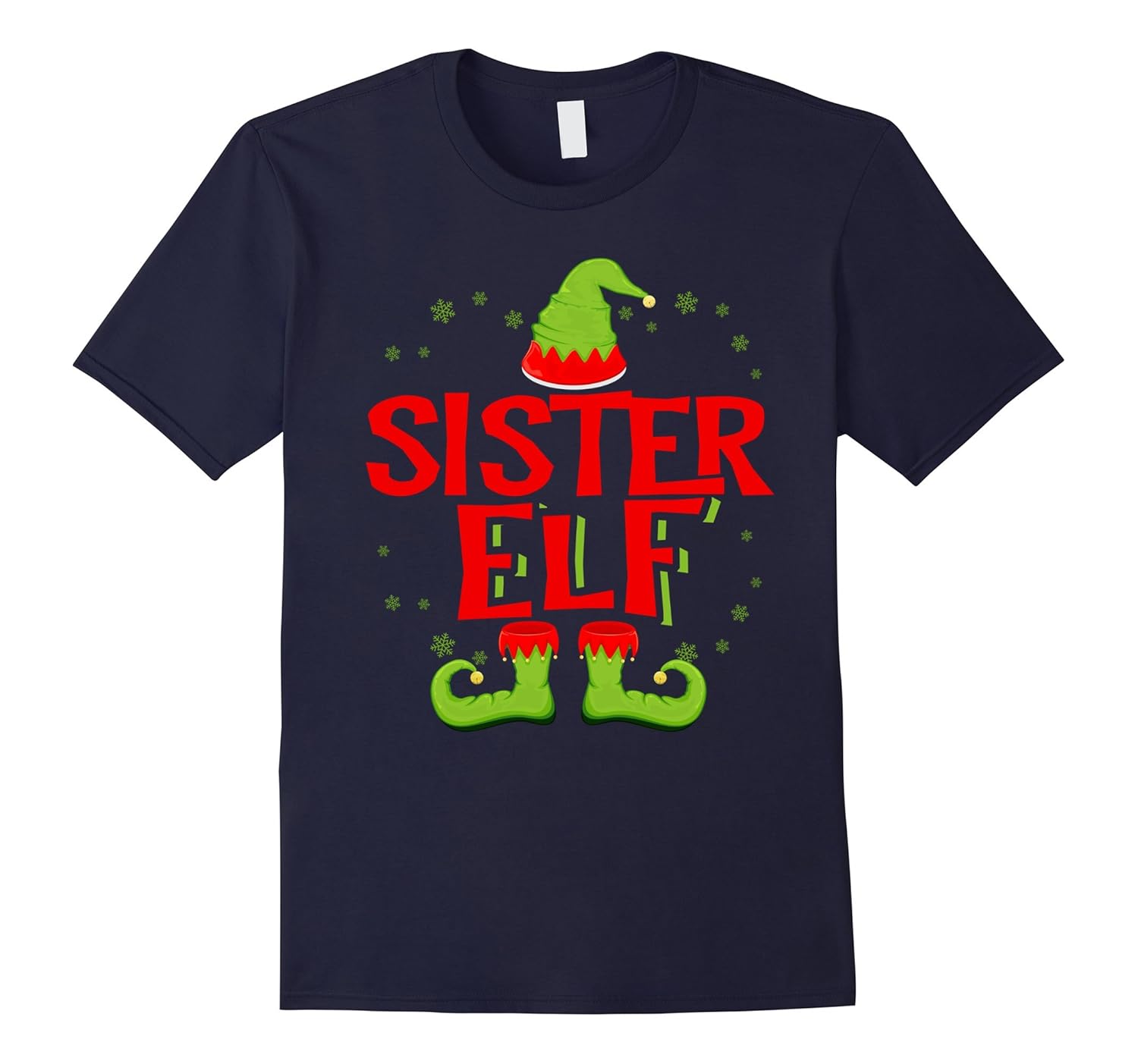 Sister Elf Matching Family Christmas T-Shirt-FL