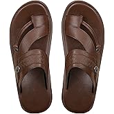 Verdusa Men's Ring Toe Flat Sandals Braided Slip on Vacation Leather Slippers