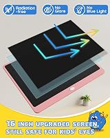 TEKFUN 16inch LCD Writing Tablet for Kids and Adults Pink with Stylus Lanyard view 4