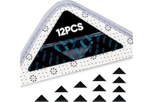 Asknoon Rug Gripper for Hardwood Floors, 12PCS Non Slip Rug Corner Grippers for Area Rugs Under Rug Carpet Keep Corners Flat (Triangle)