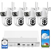 4MP Dual Lens Home Security Camera System Wireless, Security Cameras Wireless Outdoor 24/7 Record, Auto Tracking, 5G & 2.4G WiFi, Night Vision, 2-Way Audio, 360° PTZ, 10CH 4K NVR 500GB No Subscription