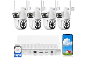 CAMCAMP 4MP Dual Lens Home Security Camera System Wireless, Security Cameras Wireless Outdoor 24/7 Record, Auto Tracking, 5G & 2.4G WiFi, Night Vision, 2-Way Audio, 360° PTZ, 10CH 4K NVR 500GB No Subscription