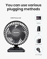 gaitop USB Desk Fan Small Quiet 3 Speeds Portable Personal Table Fan Black view 8