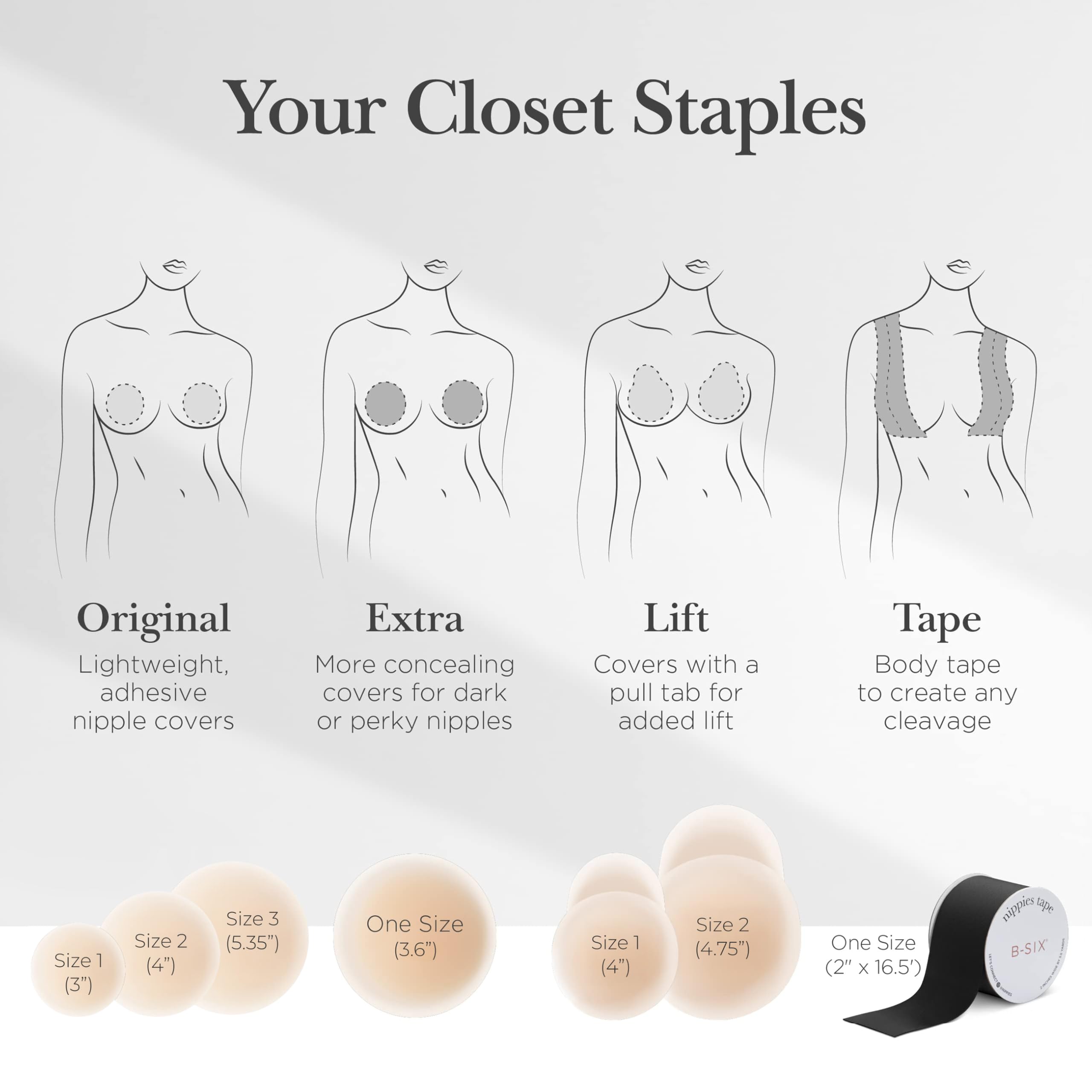 Nippies Extra Nipple Covers for Women – Thicker Adhesive Silicone Bra Pasties for Strapless Dress