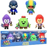 P.M.I. Brawl Stars Action Figures, Full Set of 5, 4.5" | Includes Spike, Crow, Colt, Leon &amp; Mortis - Ultimate Gift Set - Official Licensed