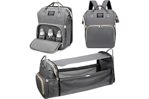 Veraste Diaper Bag Backpack, Baby Bags for Baby Boys, 2 in 1 Diaper Bag with Changing Station, Large Capacity Waterproof Travel Diaper Bag, Baby Bag for Mom, Gray