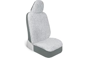 Carbella Plush Sherpa Fleece Car Seat Cover, 1 Piece Gray Seat Cover for Cars with Soft Cushioned Touch, Cute Automotive Interior Protector for Trucks Van SUV, Car Accessories for Women