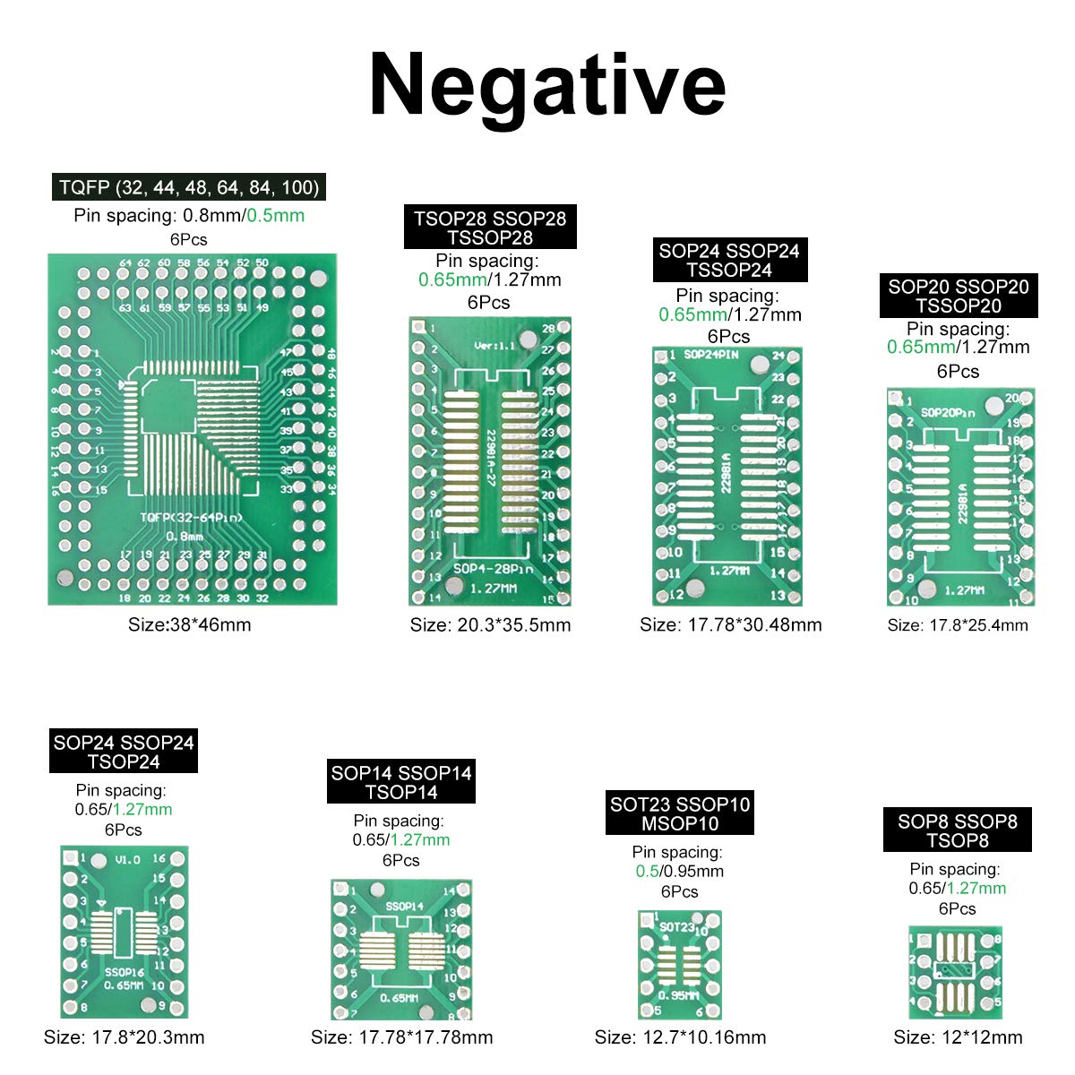 Loscrew 48Pcs Double Sided PCB PCB Adapter Board Kit, for DIY Technical