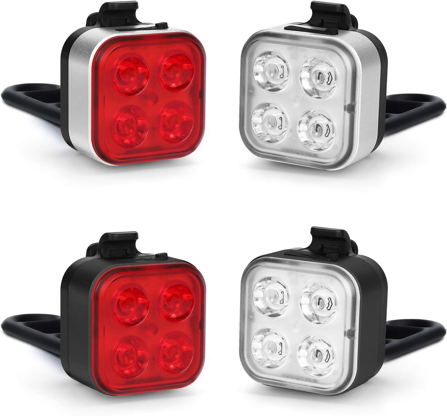 AKALE USB Rechargeable Bike Light Set,Super Bright LED Bicycle Lights Front and Rear, 4 Light Modes, IPX4 Waterproof, Easy to Install for Men Women Kids Road Mountain Cycling (2 Pack)