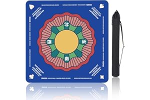 FLYINTOYS Mahjong Mat, Noise Reduction Mahjong Mat for Table, Anti-Slip Gaming Mat for Poker, Board Games, Card Games, Dominoes, 32 * 32 Inch (Blue)