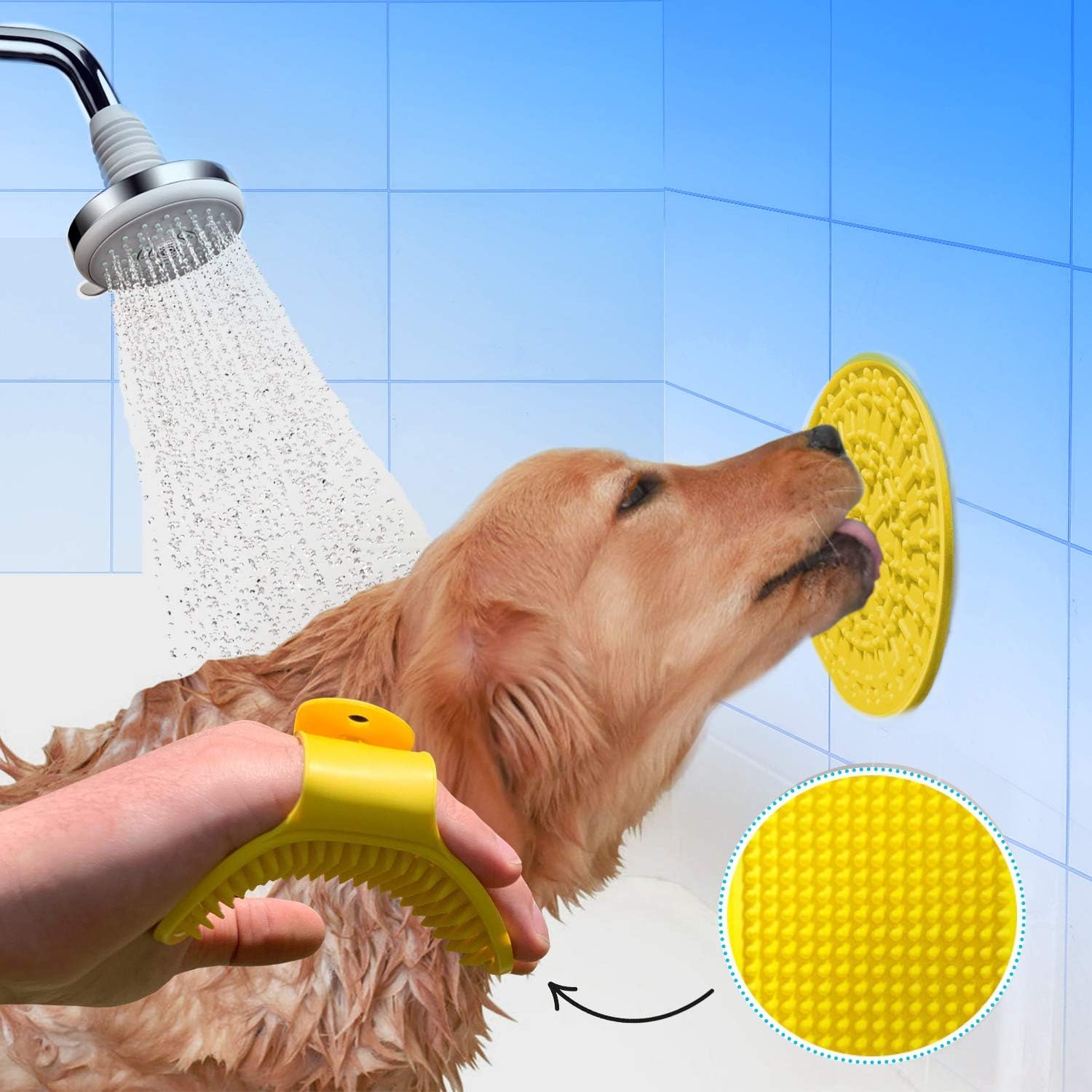 SIMYAH Dog Lick Mat Grooming Brush - Bathing Lick Mat for Dogs Bath Scrubber Licking Pad for Dog Wash with Strong Suction Grooming Dog Bathing and Slow Feeder Dog Trainer