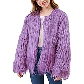 Yimoon Girls Faux Fur Coat Open Front Furry Coats Long Sleeve Parka Shaggy Jacket Winter Warm Fluffy Outerwear 4-12 Years
