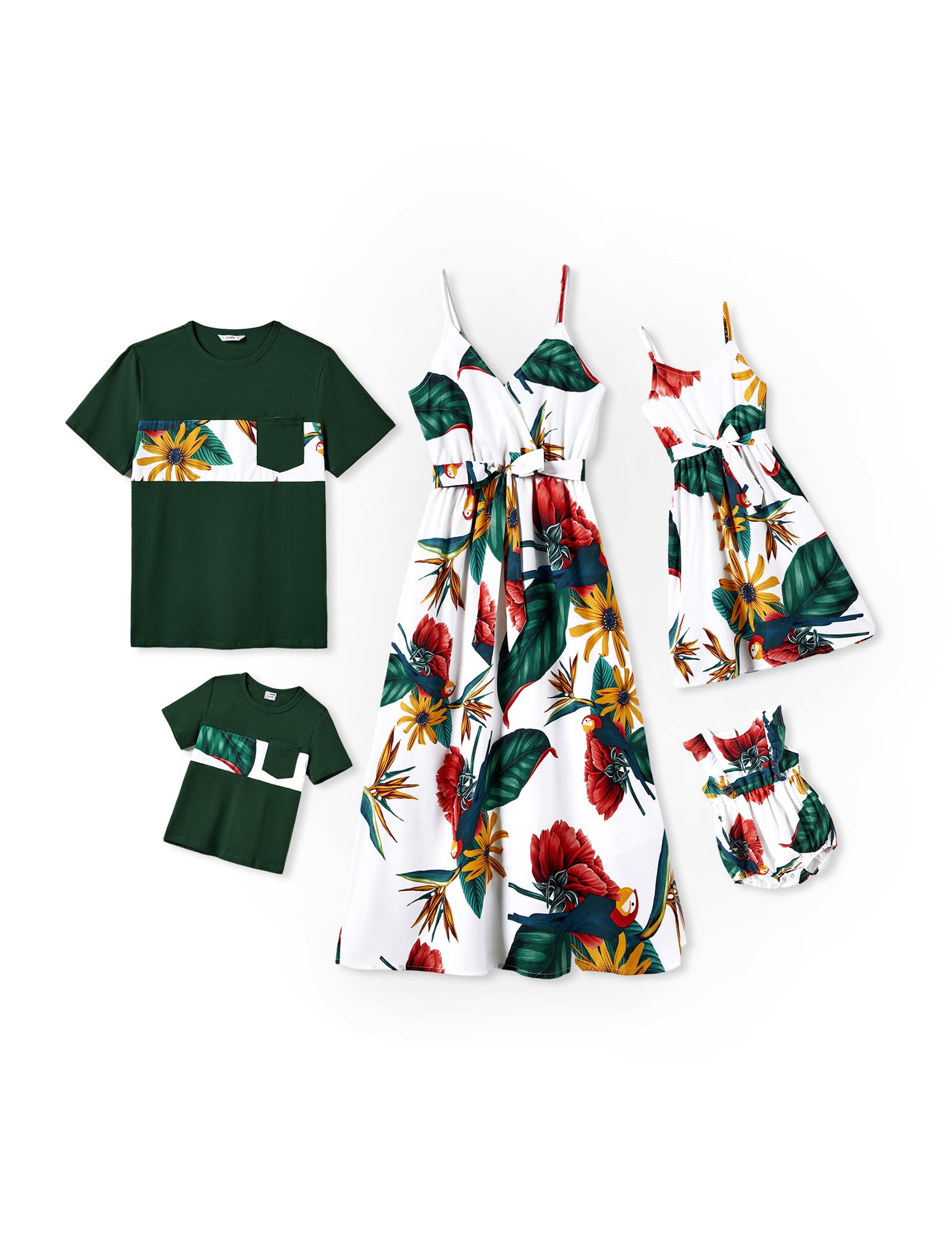 Hibiscus and Palm Tree Family Matching Gorgeous Ruffle Hawaiian Dress